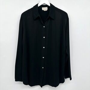 Vintage Soft‎ Surroundings Tunic Top Shirt Size XL Black Tencel Quiet Luxury USA